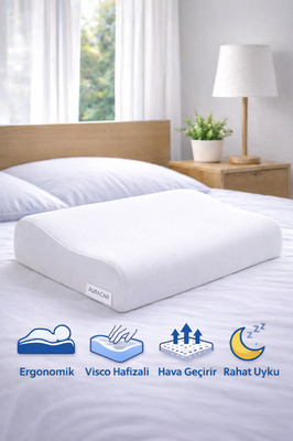 Ortopedik Visco Boyun Yastığı Boyun Düzleşmesine Destekli Lüks Yastık ürün fotoğrafı
