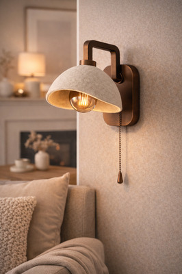 Modern Beton Görünümlü Duvar Aplik | Zincir Anahtarlı | Yatak Odası &amp; Salon | Ampul Hediye ürün fotoğrafı