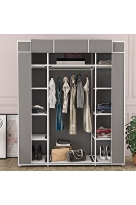 Bez Dolap Plastik Profilli 12 Raf 60cm Askı Portatif Dolap ürün fotoğrafı