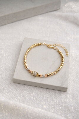 Yüksek Kalite Kararmaz Ayarlanabilir Dorika Işıltısı Taş Detay Bileklik ürün fotoğrafı