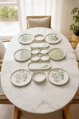 14 Parça 6 Kişilik Stackable Güz Bahar Kahvaltı Takımı - Lüx Kahvaltılık Sunum Seti Tabağı ürün fotoğrafı