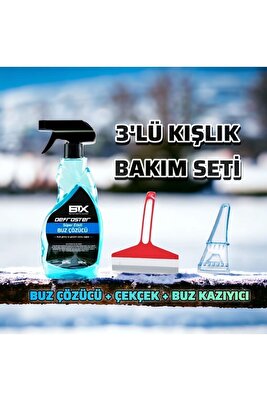 3’lü Kışlık Araç Bakım Seti Buz Çözücü Sprey & Buz Kazıyıcı & Çekçek ürün fotoğrafı