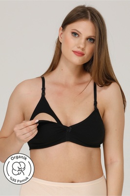 Pl Emzirme Sütyeni Kapsız Penye Siyah ürün fotoğrafı