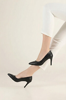 Rahat Ve Şık Topuklu Stiletto Siyah Kadın Ayakkabı ürün fotoğrafı