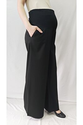 Hamile Dokuma Kumaş Geniş Paça Pantolon ürün fotoğrafı