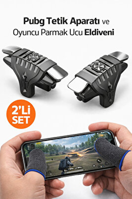 Pubg Tetik Aparatı Pubg Oyun Konsolu Ve Oyuncu Eldiveni Parmak Eldiven Siyah ürün fotoğrafı