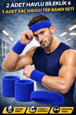 Havlu Ter Kafa Sporcu Saç Bandı Ve 2 Adet Havlu Bileklik Fitness Futbol Yoga Saç Bandı Ve Bilekliği ürün fotoğrafı