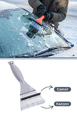 Terminatör Buz Kazıyıcı ve Kırıcı, Araba Oto Cam Kış Kar Buz Kırıcı Kazıma Temizleme Camsil Aparatı ürün fotoğrafı