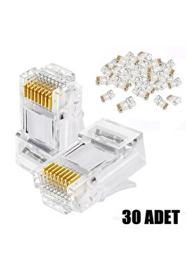 30 Adet Rj45 Cat5Cat6 Ethernet Internet Kablo Soketi Konnektörü 8p8c Rj45 Jack Uç Uc 30 Tane Utp Jak ürün fotoğrafı