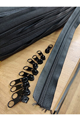 Siyah T5 Şerit Fermuar - Metrelik Fermuar 10 Metre 10 Başlık ürün fotoğrafı