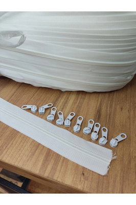 Beyaz T10 Şerit Fermuar - Metrelik Fermuar 10 Metre 10 Başlık ürün fotoğrafı