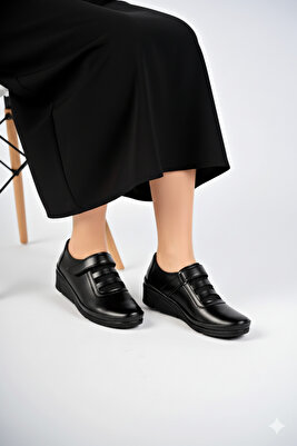 Kadın Siyah Anne Ayakkabısı Kadın Günlük Ayakkabı Anne Babet Ayakkabı Casual Ayakkabı ürün fotoğrafı