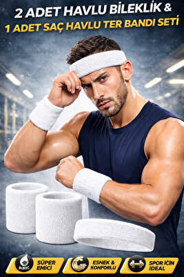 Havlu Ter Kafa Sporcu Saç Bandı Ve 2 Adet Havlu Bileklik Fitness Futbol Yoga Saç Bandı Ve Bilekliği ürün fotoğrafı
