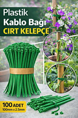 Plastik Kablo Bağı Cırt Kelepçe 100 Mm X 2.5 Mm Yeşil 100 Adet ürün fotoğrafı