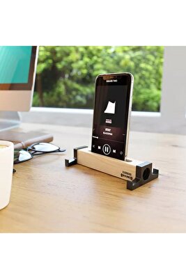 Ahşap Akustik Telefon &amp; Tablet Standı. Ses Artırma Ve Sese Akustik Katma Özelliği Stero Ses Kalitesi ürün fotoğrafı