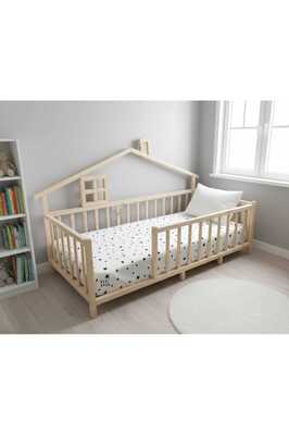 Happy Doğal Çam Montessori Bebek ve Çocuk Karyolası ürün fotoğrafı