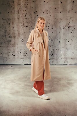 Şal Yaka Kol Lastik Trenç ürün fotoğrafı