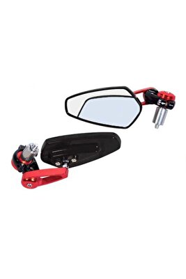 Üniversal Katlanabilir Motorsiklet Gidon Aynası Siyah-kırmızı ürün fotoğrafı