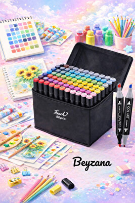 80 Adet Çift Taraflı Marker Kalem Seti Çantalı (STANTLI) ürün fotoğrafı