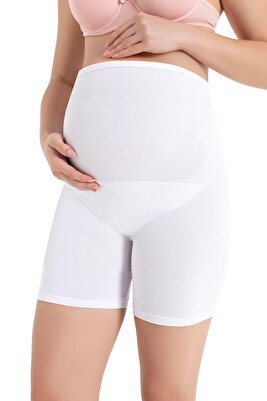 Hamile Boxer Şort Beyaz Pamuklu Likralı ürün fotoğrafı