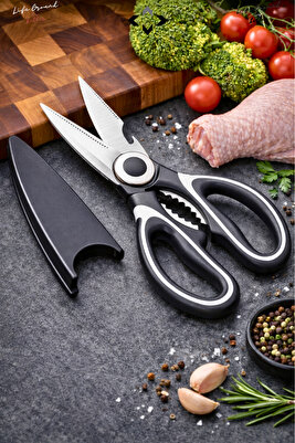 Paslanmaz Çelik Ultra Keskinleştirilmiş Mutfak Makası Çok Amaçlı Balık Et Sebze Makası Koruma Kapakl ürün fotoğrafı