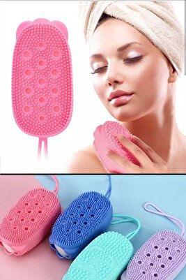 Banyo Hamam Lifi Silikon Sünger Hazneli Vücut Kesesi Masajlı Yumuşak Duş Lifi Banyo Kesesi ürün fotoğrafı