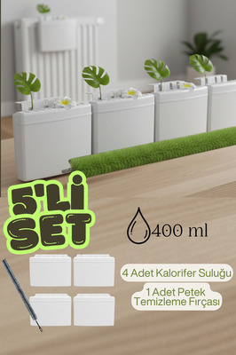 5'li Set- 4 Adet Oda Nemlendirici Kalorifer Petek Suluğu,1 Petek Temizleyici ürün fotoğrafı