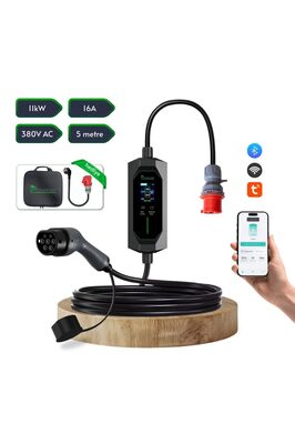 Elektrikli Araba Taşınabilir Şarj Cihazı 11 Kw 16a Tip-2 5x16a Fiş 380v (TÜRKÇE MENÜ) ürün fotoğrafı