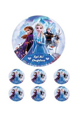 Yenilebilir Pasta Resmi Frozen Pirinç Kağıdından 6-8-10 Kişilik Pastaya Uygun 16 Cm ürün fotoğrafı