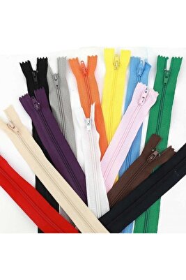 20 Adet Karışık Renklerde Fermuarlar-SİYAH BEYAZ RENK MEVCUT (16-20 cm aralığında) ürün fotoğrafı