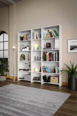 Mobilya 5 Raflı Geniş Kitaplık - Beyaz ürün fotoğrafı