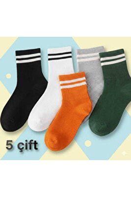 Kadın Karışık Renkli Çizgili Tenis Çorabı - Stilinizi Renklendirin ürün fotoğrafı