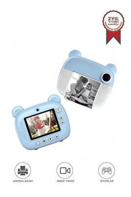 Dijital Fotoğraf Makinesi Çocuk Termal Resim Kağıt Baskılı Yazıcı Kamera Makinesi CMR14 Mavi ürün fotoğrafı