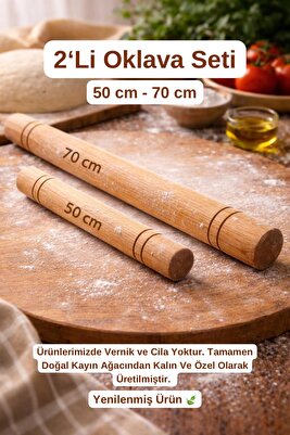 2’li Oklava Seti ( 50 - 70 cm) 2,5 mm Kalınlıkta 1.sınıf Kayın Hamur işi Oklava 2 adet ürün fotoğrafı