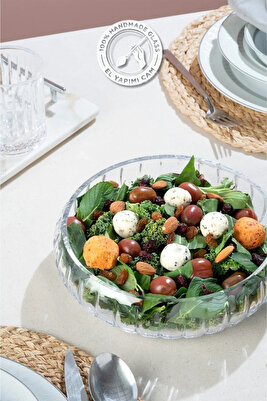 Selen Concept El Yapımı Büyük Boy Cam Salata Kasesi ürün fotoğrafı