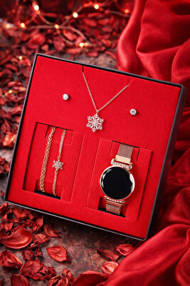 Dokunmatik Kadın Kol Saati Kolye Bileklik Ve Küpe Set ürün fotoğrafı