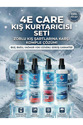Kışlık 4'lü Oto Bakım Sprey Set Buğu Önleyici Buz Cözücü Yağmur Kaydırıcı Cam Suyu 4x250ml ürün fotoğrafı