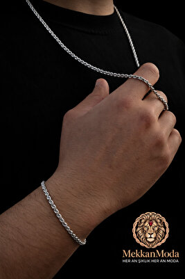 Erkek Burgu Zincir Kolye Bileklik Set ürün fotoğrafı