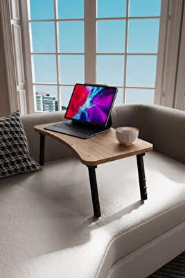 Laptop Sehpası Seyyar Kahvaltı Masası Katlanır Çalışma Sehpası Atlantik Çam ürün fotoğrafı
