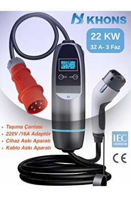 Akıllı Taşınabilir Elektrikli Araç Şarj Istasyonu 22kw | 5m Kablolu ürün fotoğrafı