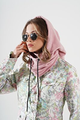 Kadın Polar Bol Kesim Pembe Kar Maskesi Balaklava Şapka Atkı Boyunluk ürün fotoğrafı