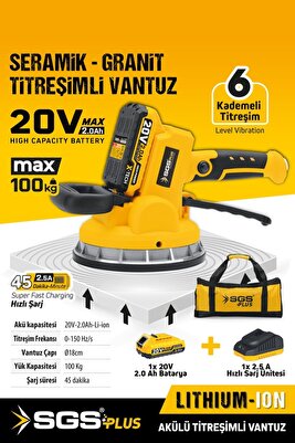SGS AKÜLÜ SERAMİK-GRANİT TİTREŞİMLİ VANTUZ 20V 1*2.0 Ah SGS5415 ürün fotoğrafı