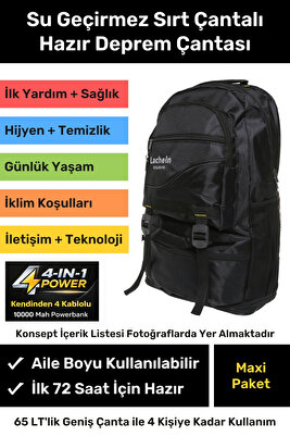 Orijinal Maxi Paket Tam Kapsamlı Hazır Deprem Çantası Afet Için Ilk Yardım Acil Durum Yaşam Seti ürün fotoğrafı