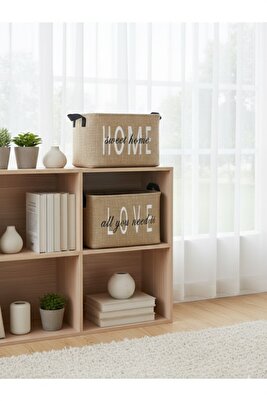 2'li Set Jüt, Dolap İçi Çamaşır Çocuk Odası Oyuncak Düzenleyici Katlanır, Saklama Sepeti Organizer ürün fotoğrafı