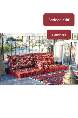Şark Köşesi Takımı | 4 Parça Anadolu Kırmızı Boş Kılıf ( Süngersiz) ürün fotoğrafı