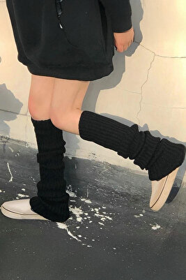 Düz Siyah Kışlık Kalın Bol Tozluk ürün fotoğrafı