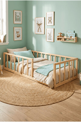 Montessori Bebek Ve Çocuk Karyolası Doğal Ahşap Yatak ürün fotoğrafı