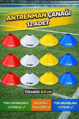 12li Antrenman Çanağı Seti 4 Renk İdman Çanağı Antrenman Eğitim Çanak ürün fotoğrafı