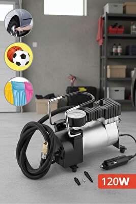 11248 Mini Araç Hava Kompresörü | 12V 120W | 100 PSI Basınç Göstergeli | Çelik Gövdeli Lasti ürün fotoğrafı