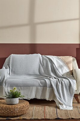 Trio Natural Keten Koltuk Örtüsü | Koltuk Şalı ürün fotoğrafı